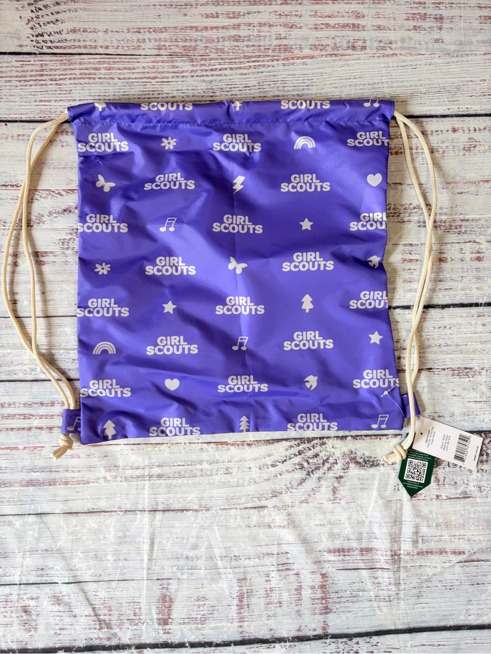 Girl Scouts Purple Logo Drawstring Backpack set of 3
